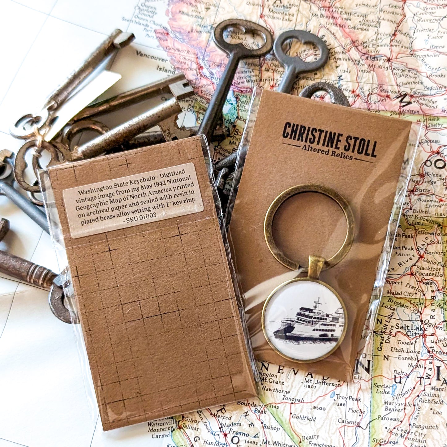 Seattle Keychain - Vintage Map