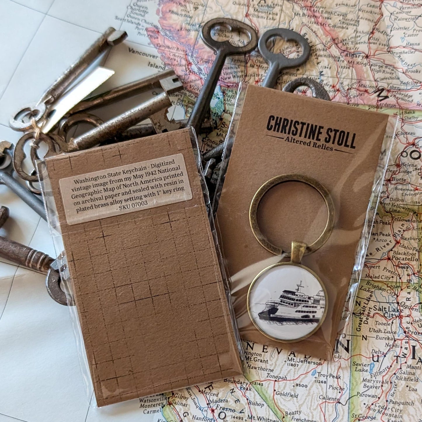 Edmonds Keychain - Vintage Map