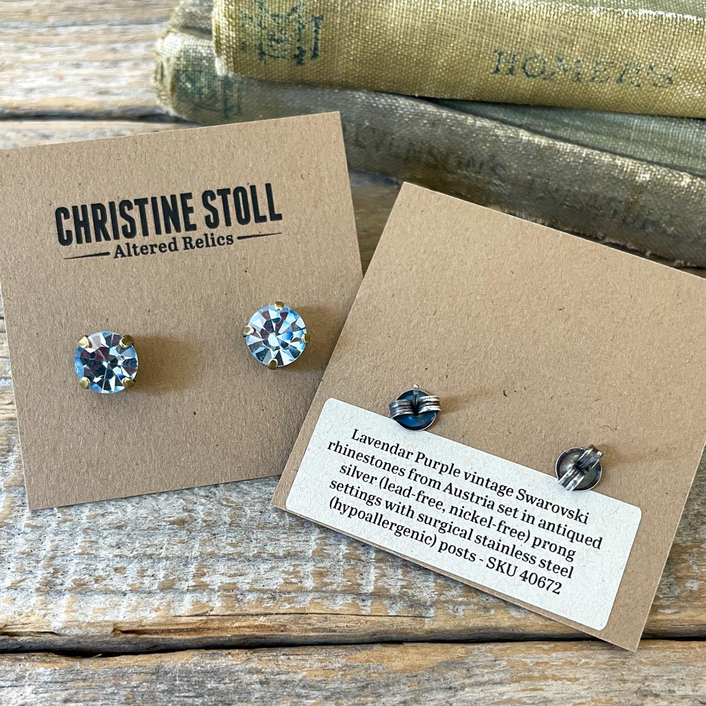 Madeira Topaz Vintage Rhinestone Post Earrings (Large)