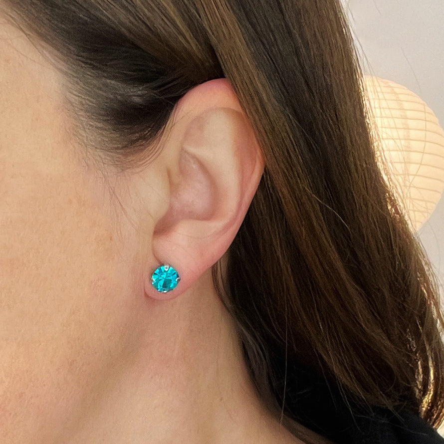 Blue Zircon Vintage Rhinestone Post Earrings