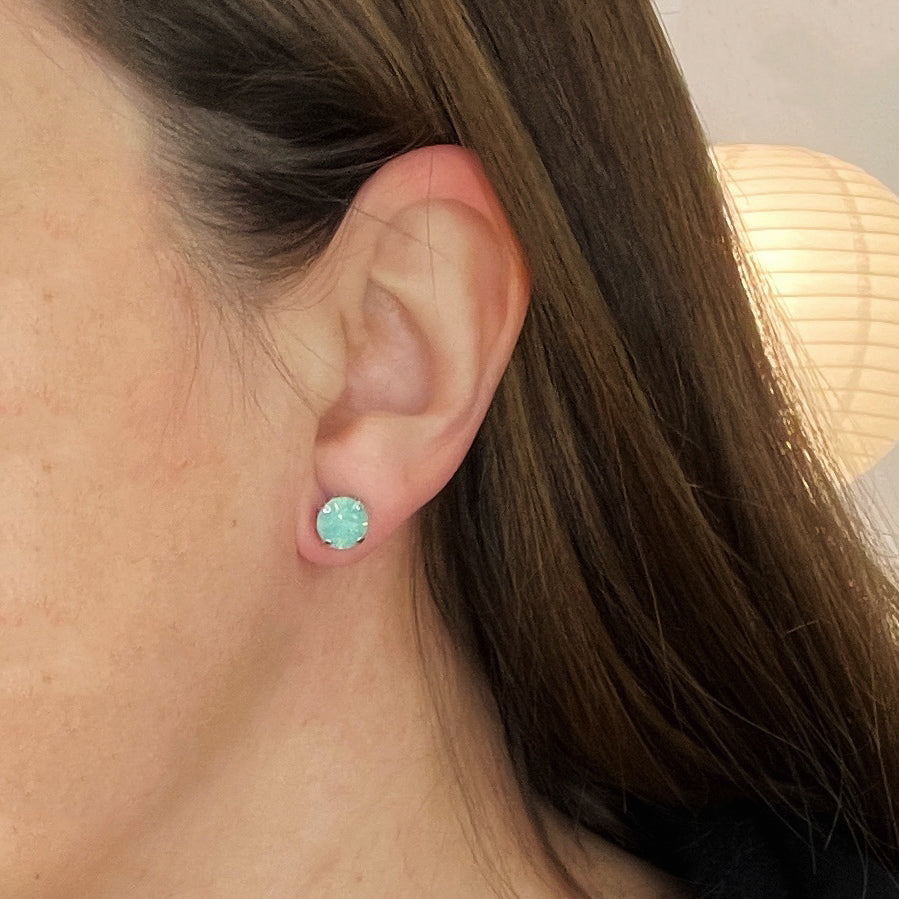 Pacific Opal Aqua Vintage Rhinestone Post Earrings