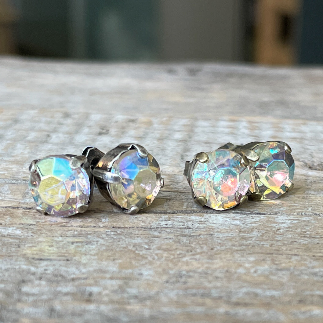 Clear AB Vintage Rhinestone Post Earrings