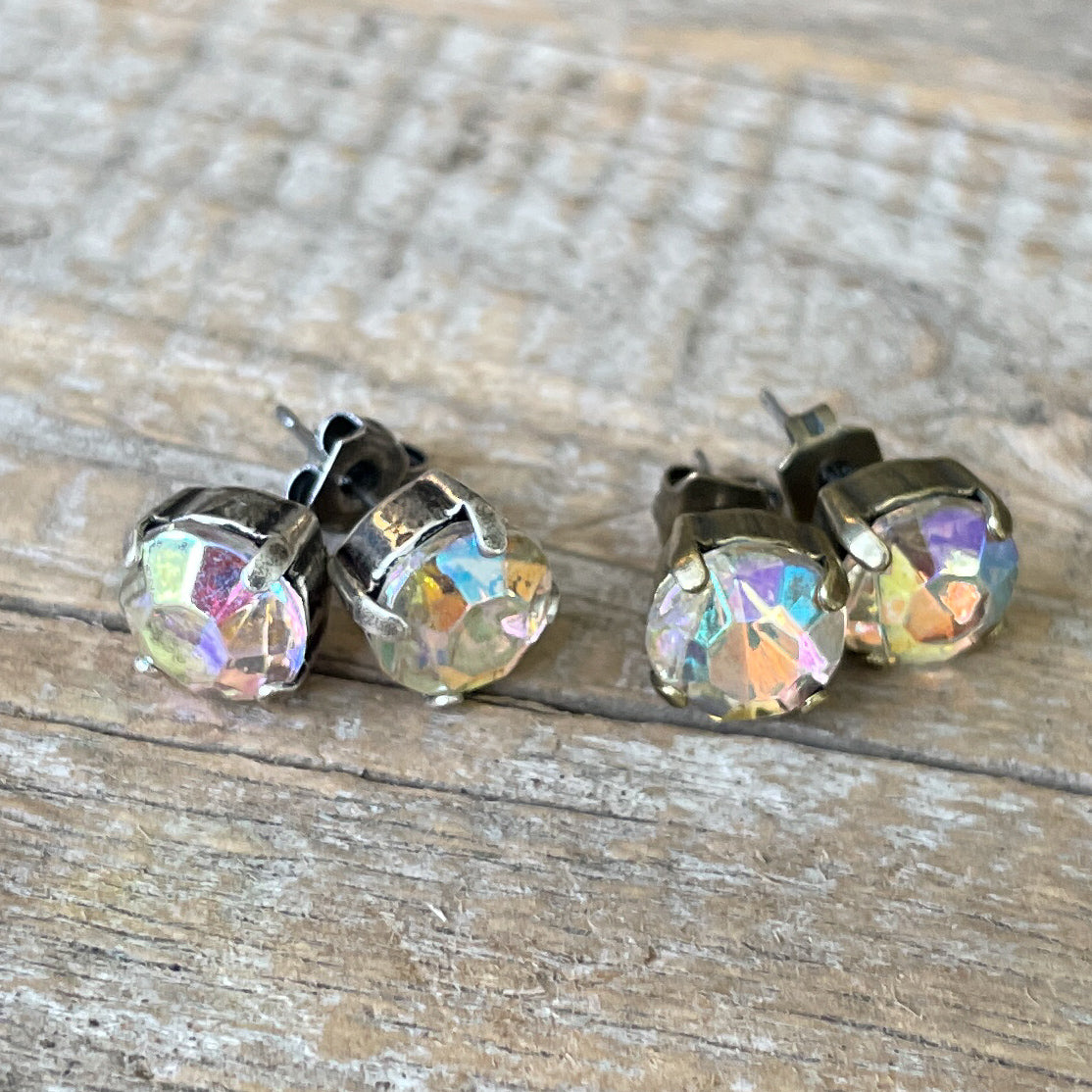 Clear AB Vintage Rhinestone Post Earrings