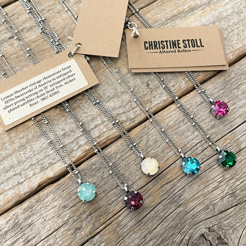 Pacific Opal Aqua Vintage Rhinestone Necklace