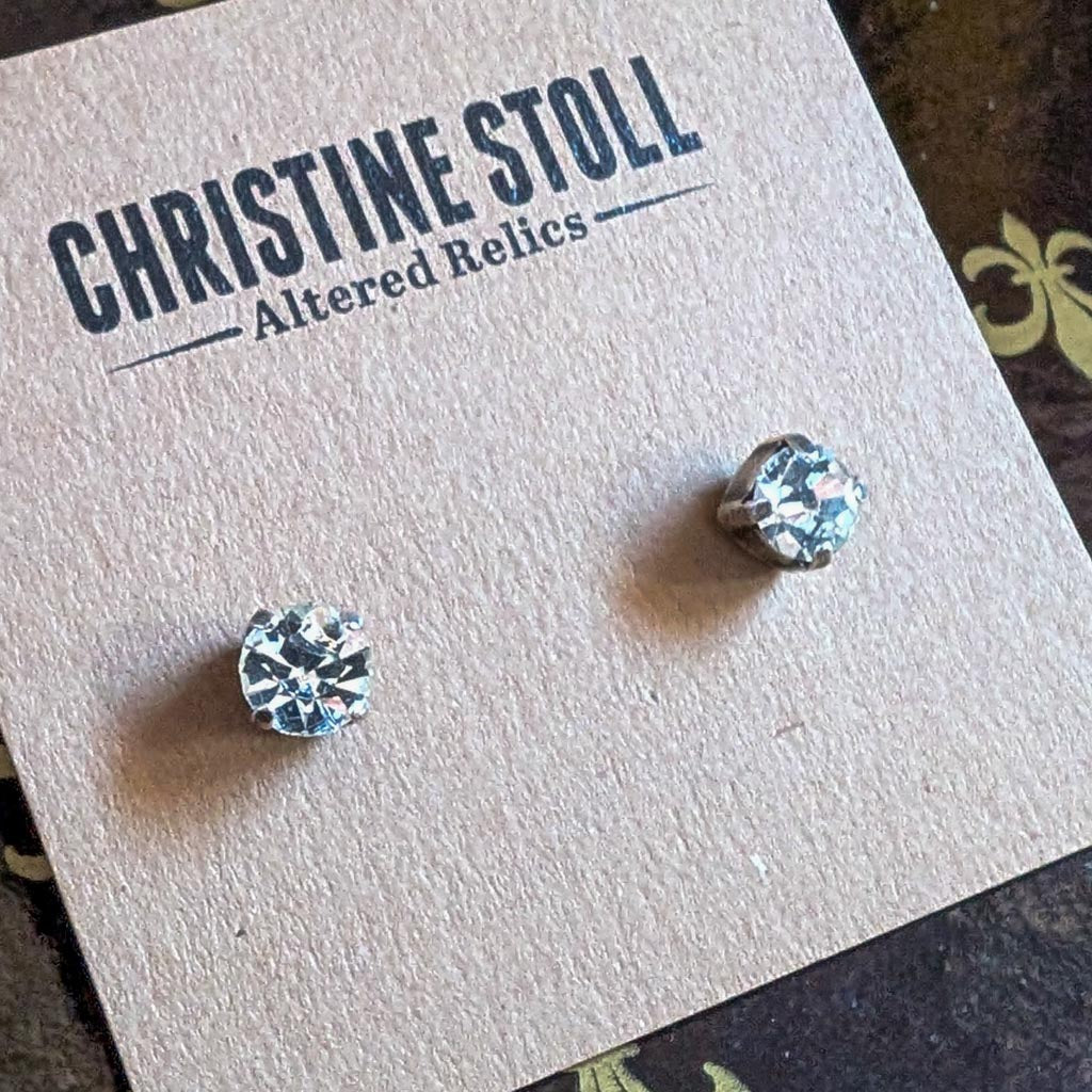 Pink Opal Vintage Rhinestone Post Earrings