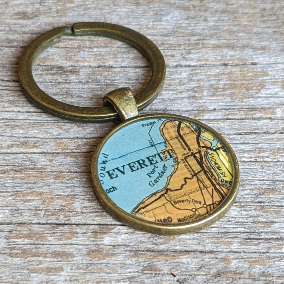 Everett Keychain - Vintage Map