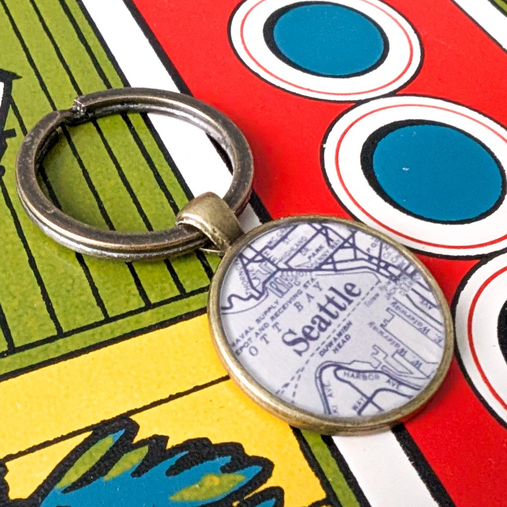 Seattle Keychain - Vintage Map