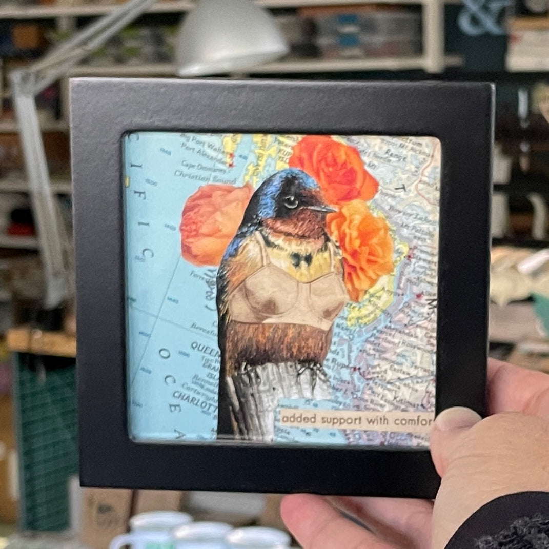 Original Collage - Birds in Bras (Various Framed)