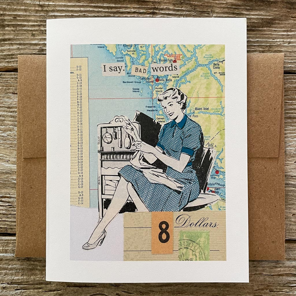 Collage Art Greeting Card - Bad Words