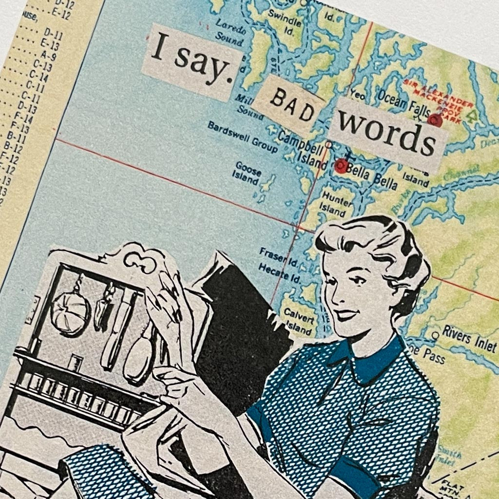 Collage Art Greeting Card - Bad Words