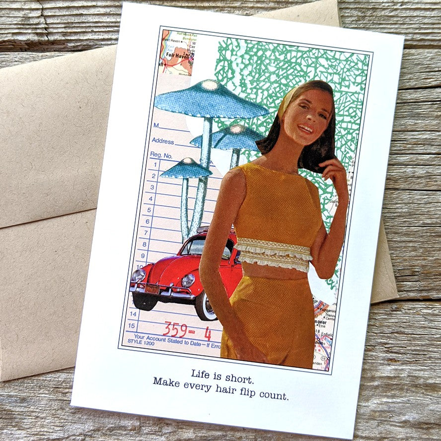 Collage Greeting Card - Hair Flip