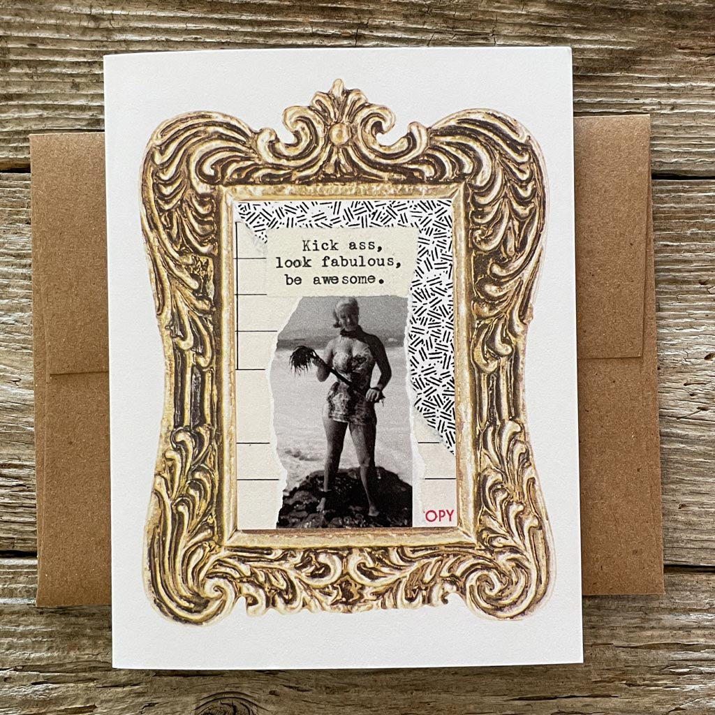 Collage Art Greeting Card - Kick Ass