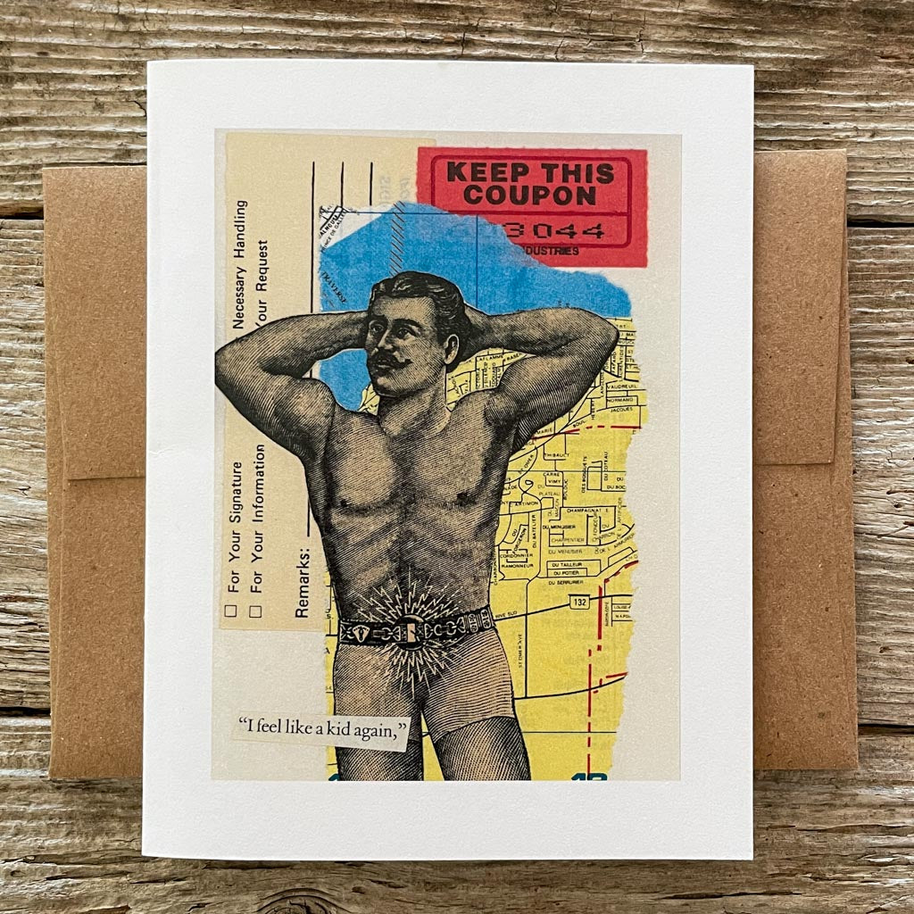 Collage Art Greeting Card - Kid Again