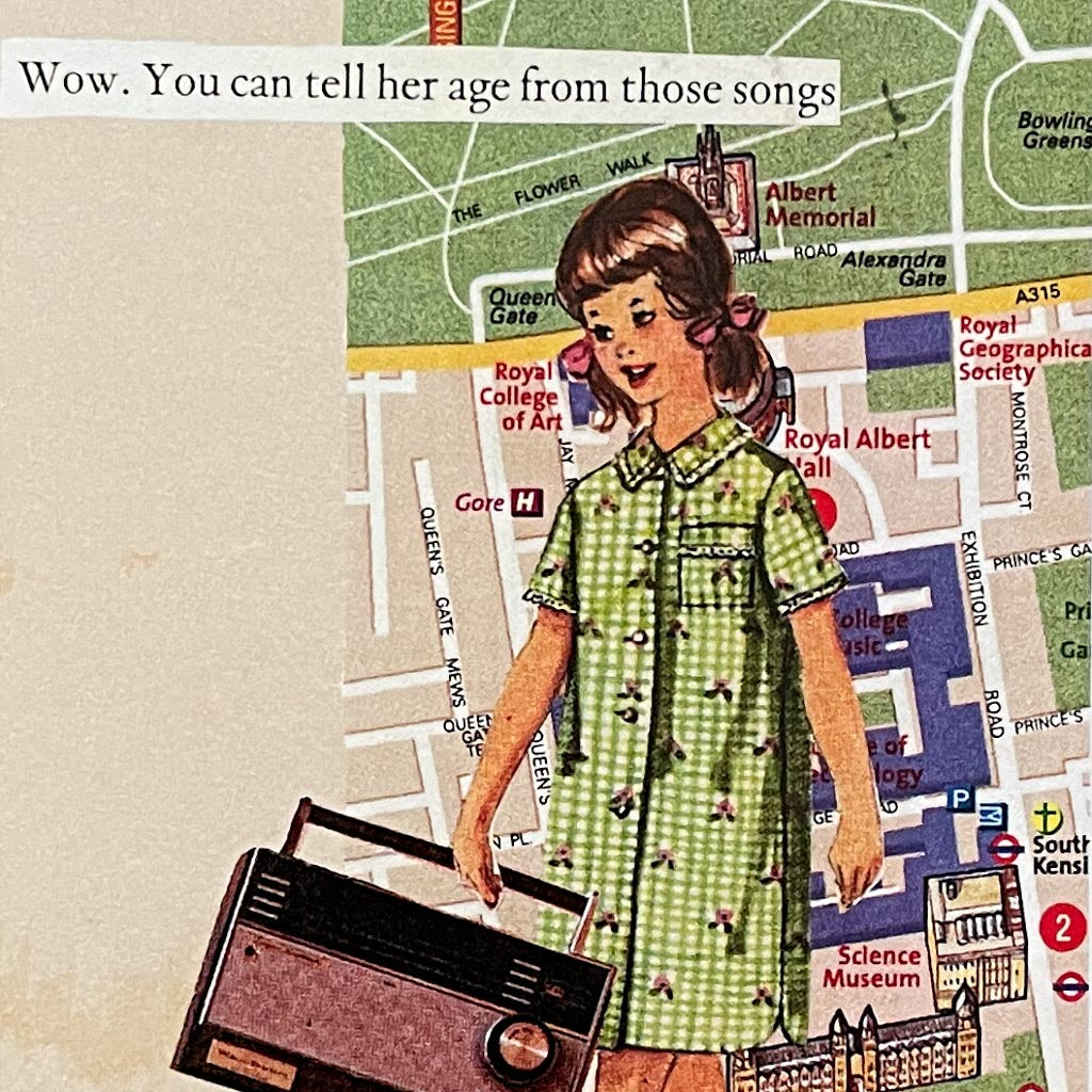 Collage Art Birthday Greeting Card - You Can Tell Her Age