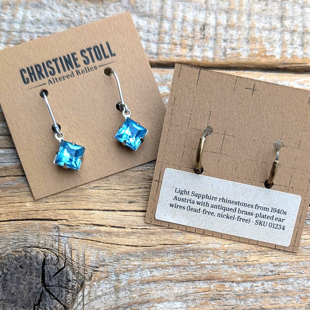 Light Sapphire Vintage Rhinestone Earrings *SALE*