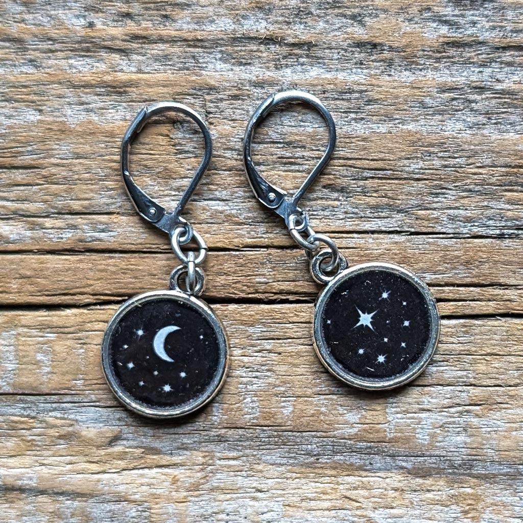 Moon + Stars Dangle Earrings - The Night Sky