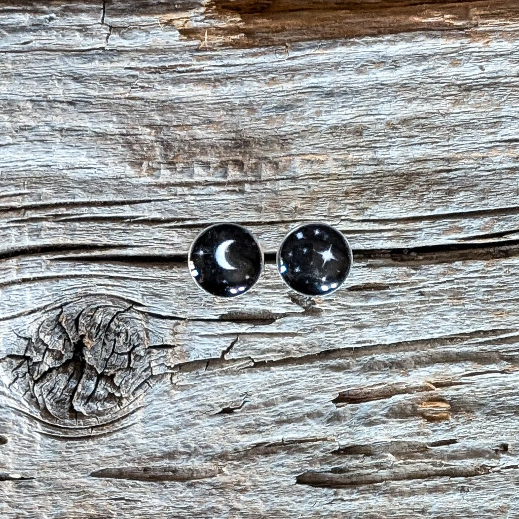 Moon + Stars Post Earrings - The Night Sky