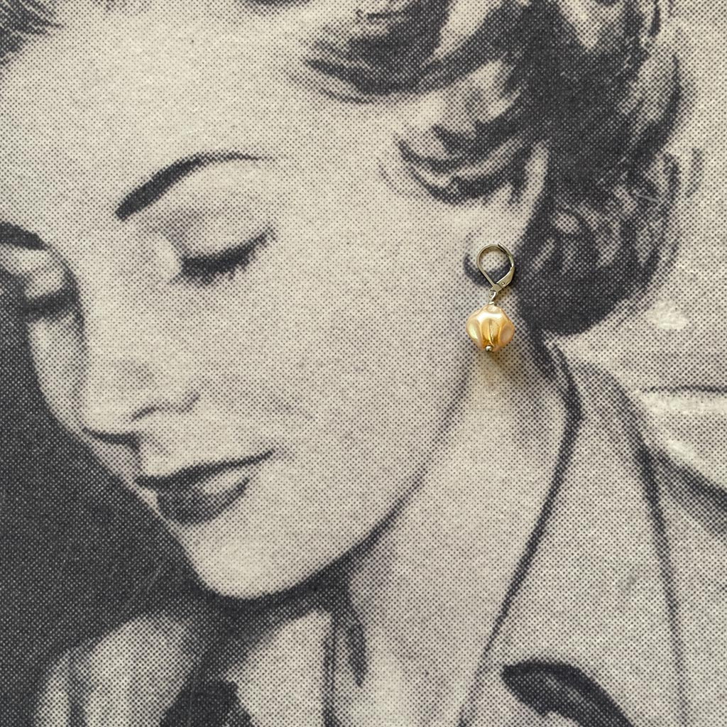 Cream (Off-White) Vintage Baroque-Style Pearl Earrings