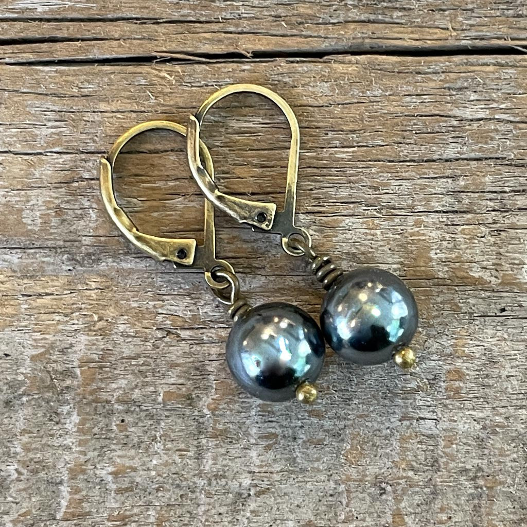 Black Pearl Earrings - Vintage Repurposed