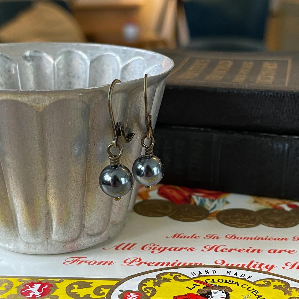 Black Pearl Earrings - Vintage Repurposed