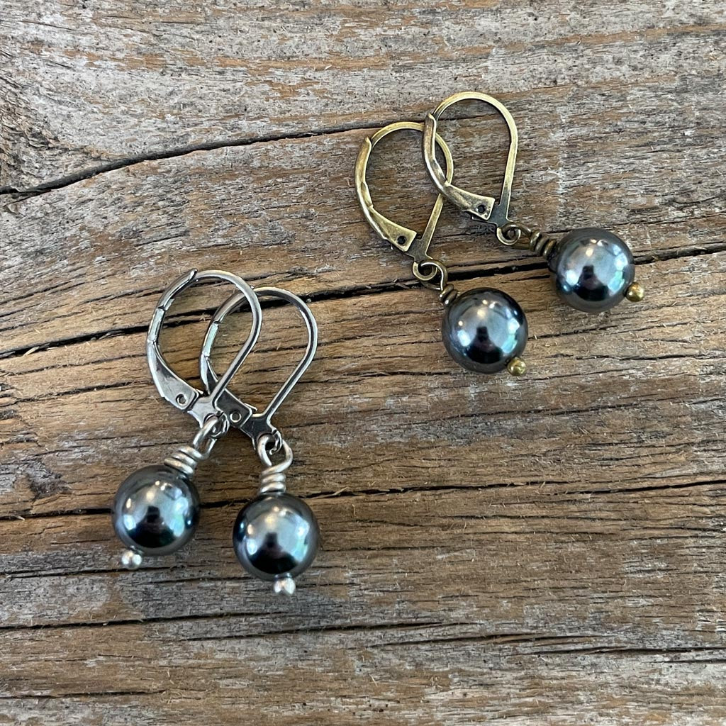 Black Pearl Earrings - Vintage Repurposed