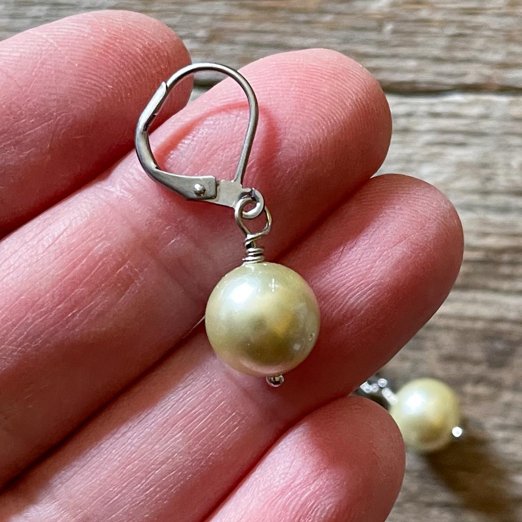 Cream (Off-White) Repurposed Pearl Earrings