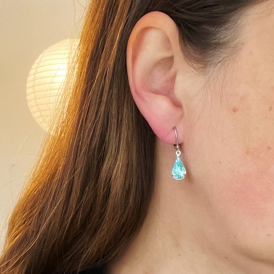 Aquamarine Blue Vintage Rhinestone Earrings