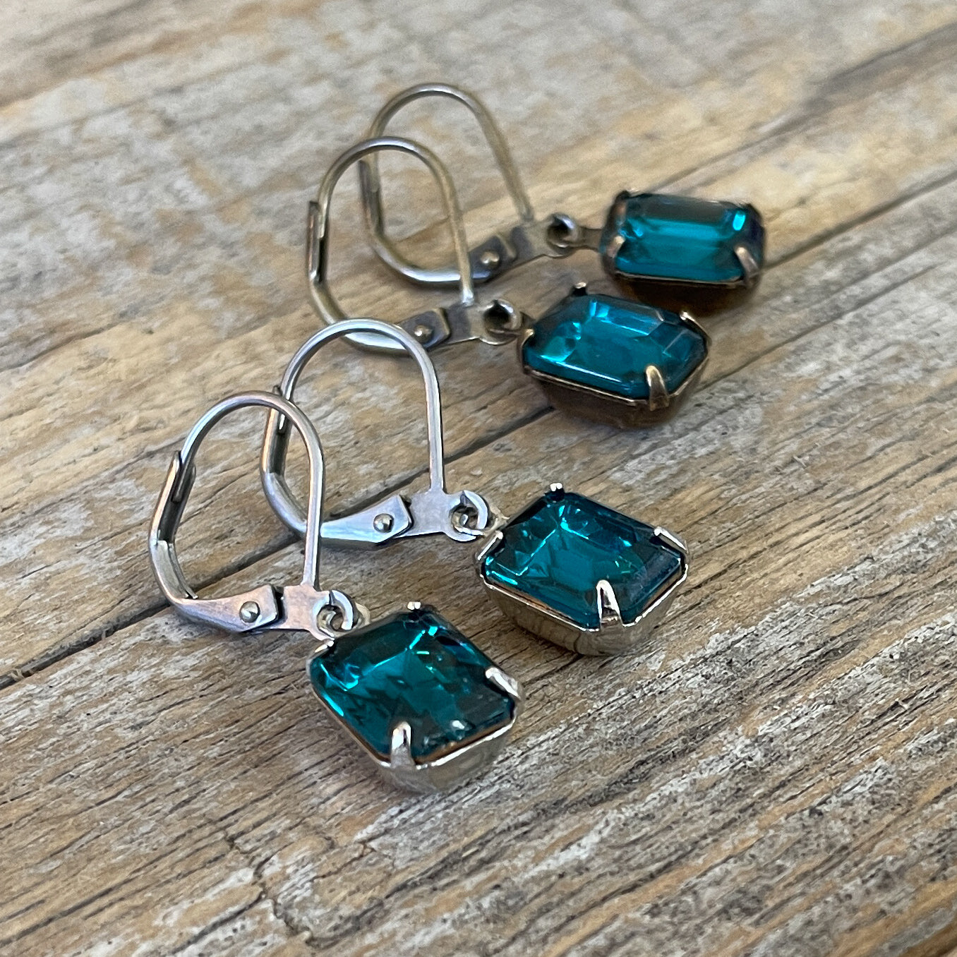 Blue Zircon Vintage Rhinestone Earrings