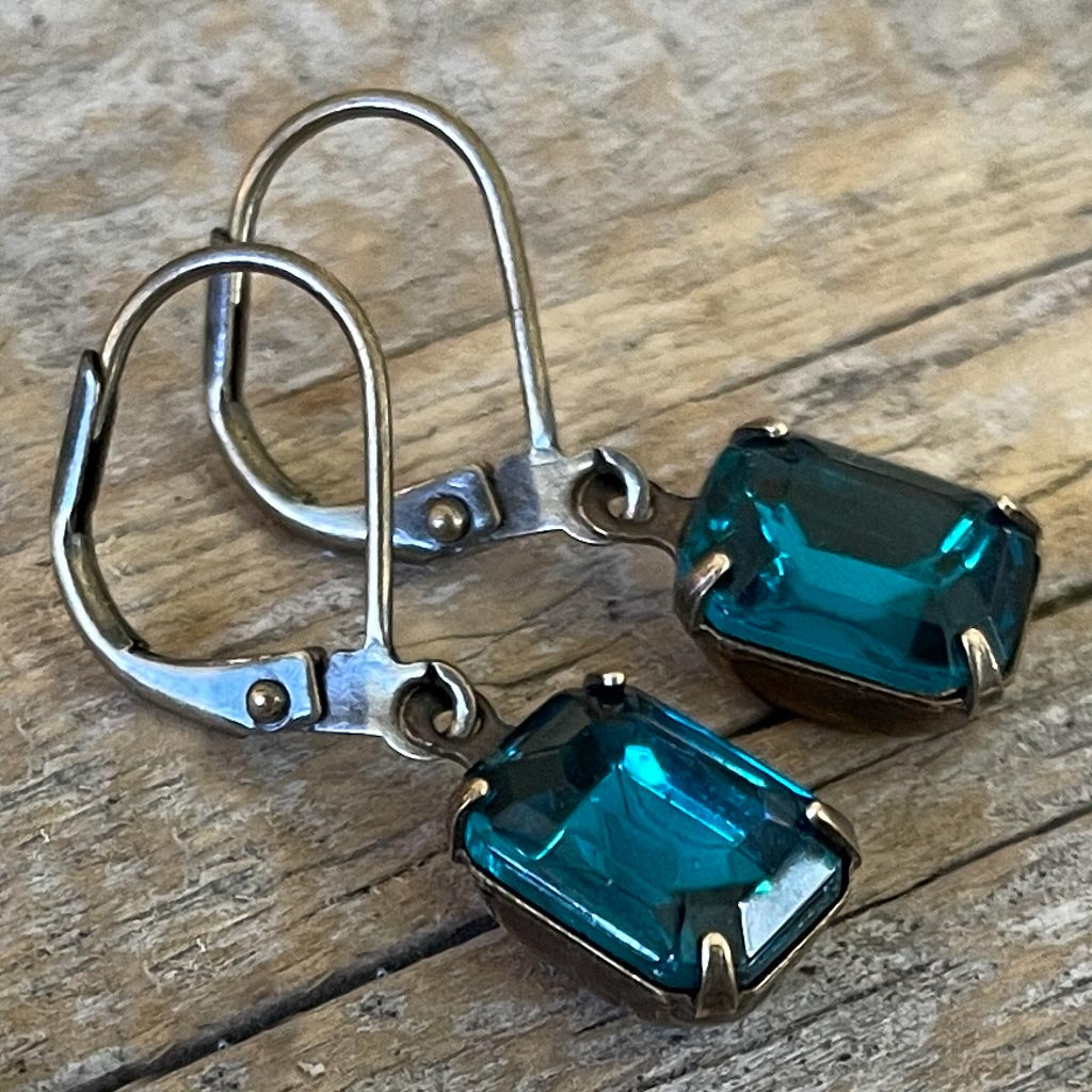 Blue Zircon Vintage Rhinestone Earrings