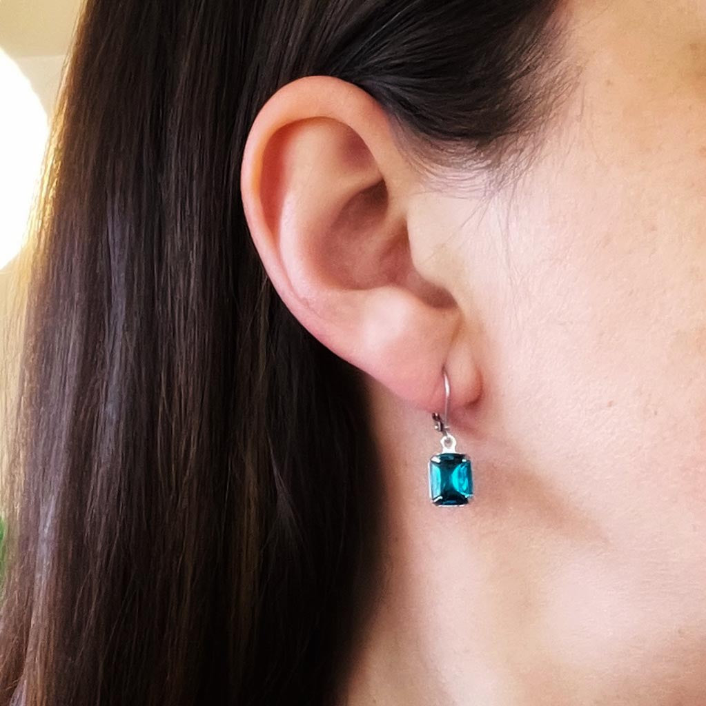 Blue Zircon Vintage Rhinestone Earrings