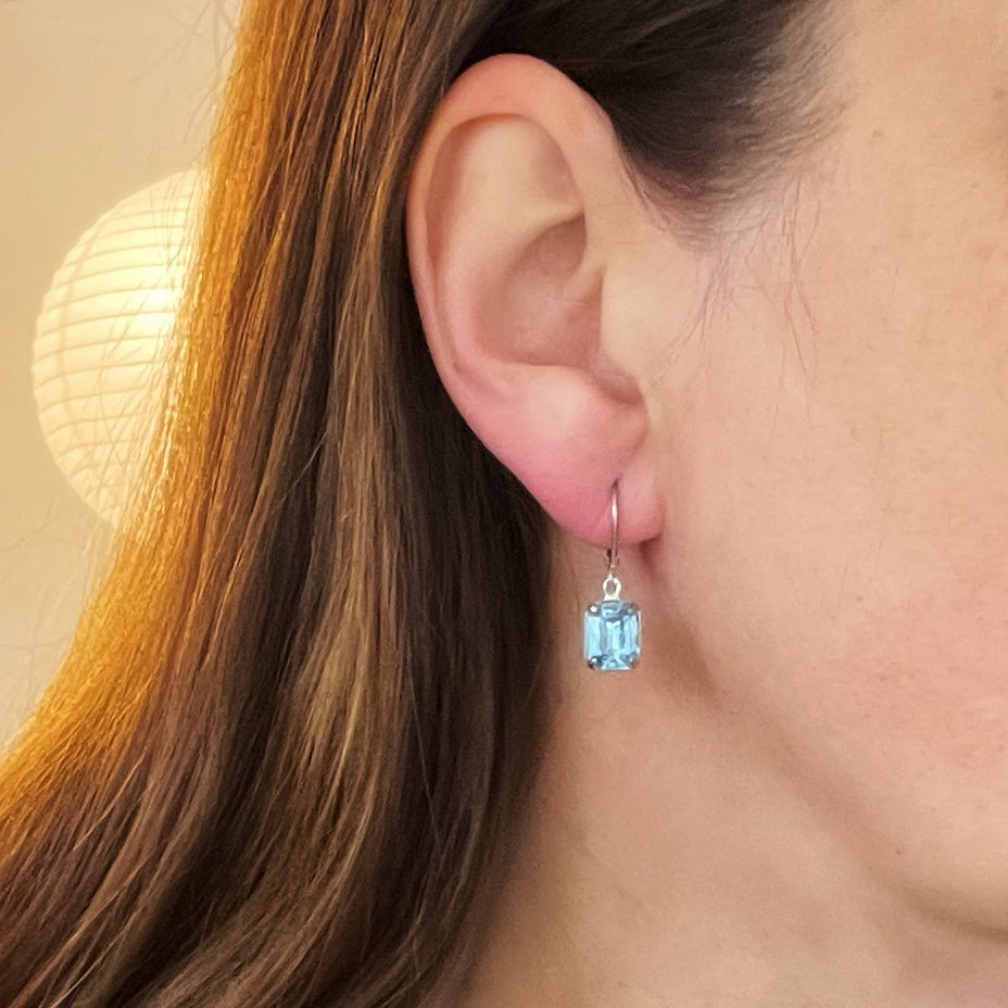Light Sapphire Blue Vintage Rhinestone Earrings