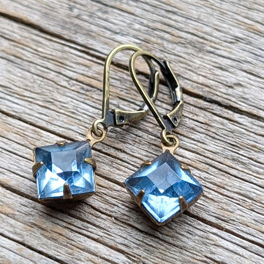 Light Sapphire Vintage Rhinestone Earrings *SALE*