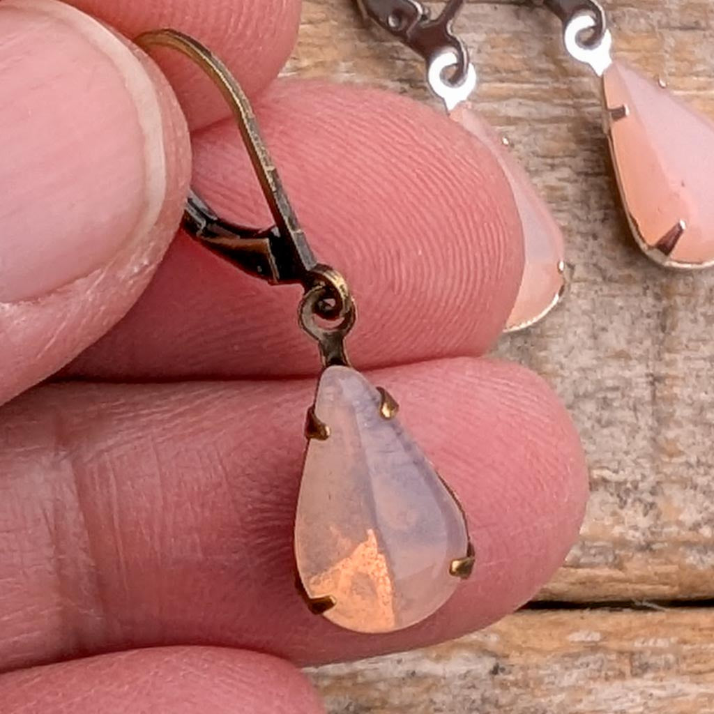 Pink Opal Vintage Rhinestone Earrings