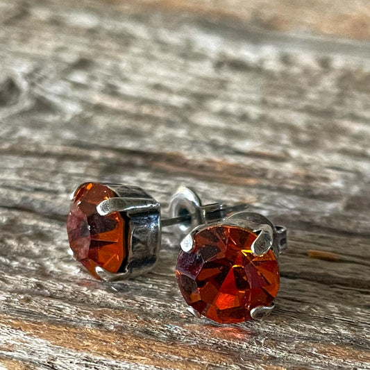 Madeira Topaz Vintage Rhinestone Post Earrings