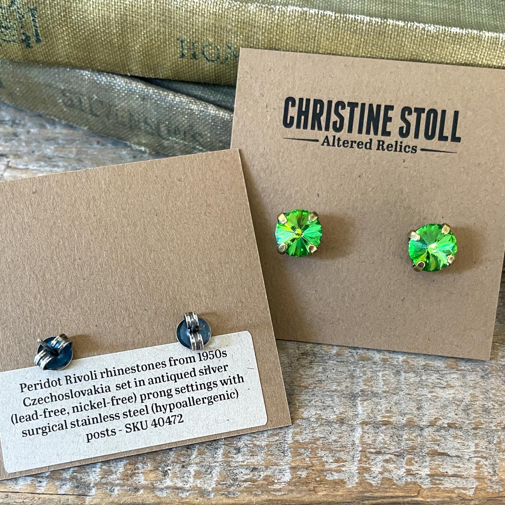 Clear Rivoli Vintage Rhinestone Post Earrings