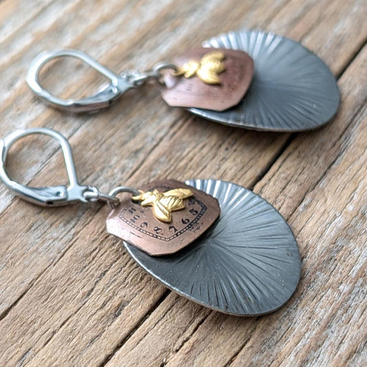 Vintage Watch Dial Earrings - Bees Waste No Time