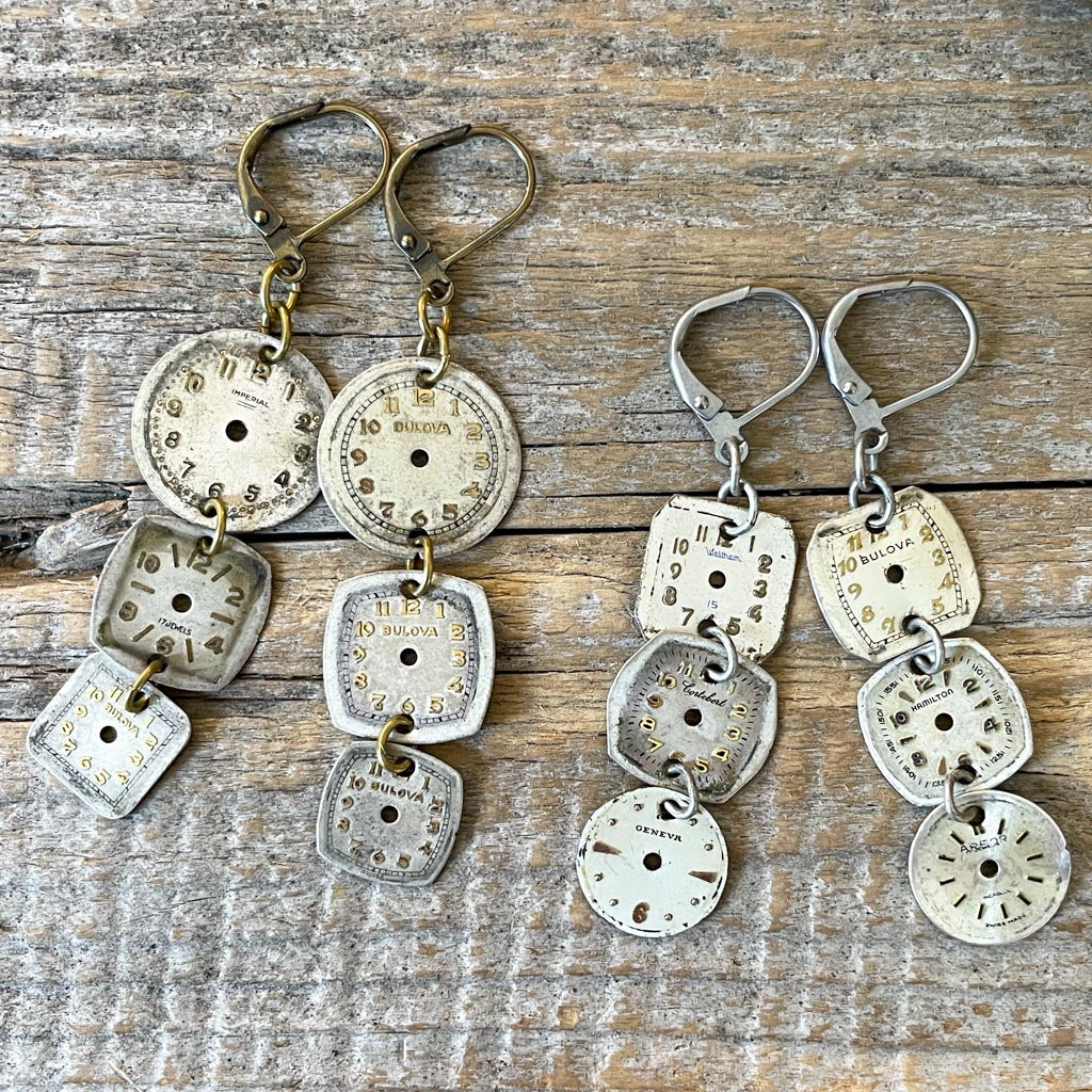 Vintage Watch Dial Earrings - Limited Time