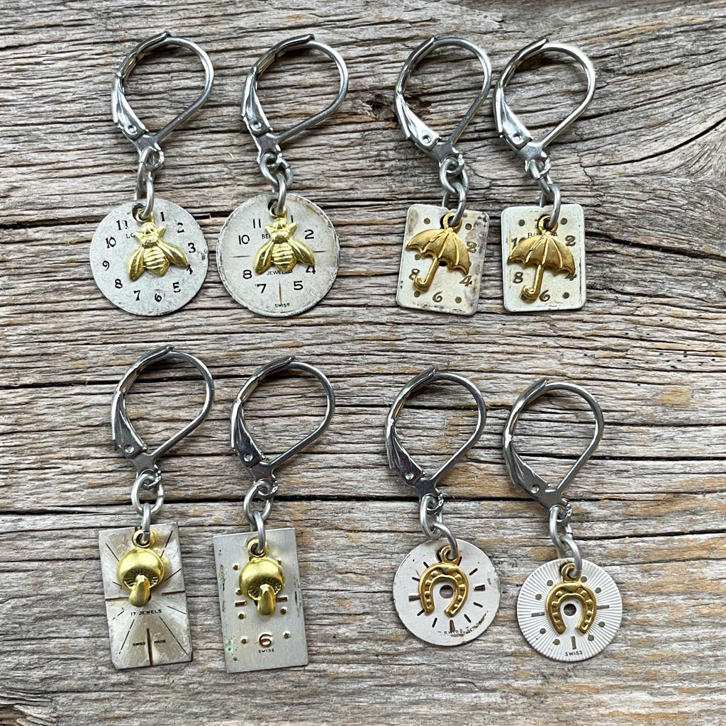 Vintage Watch Dial Earrings - Tiny Treasures