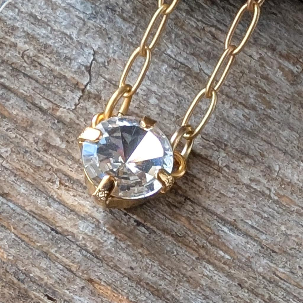 Vintage Rhinestone Necklace - Clear Rivoli