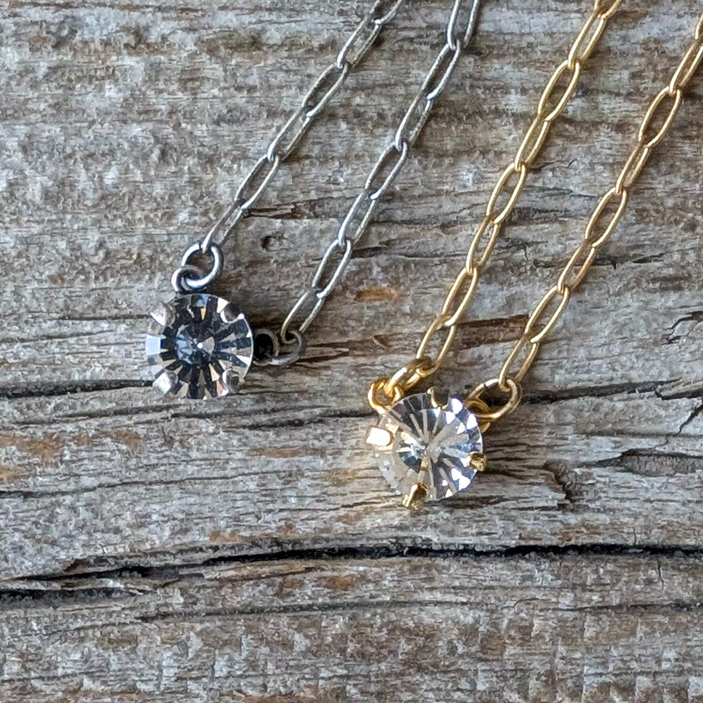 Vintage Rhinestone Necklace - Clear Rivoli