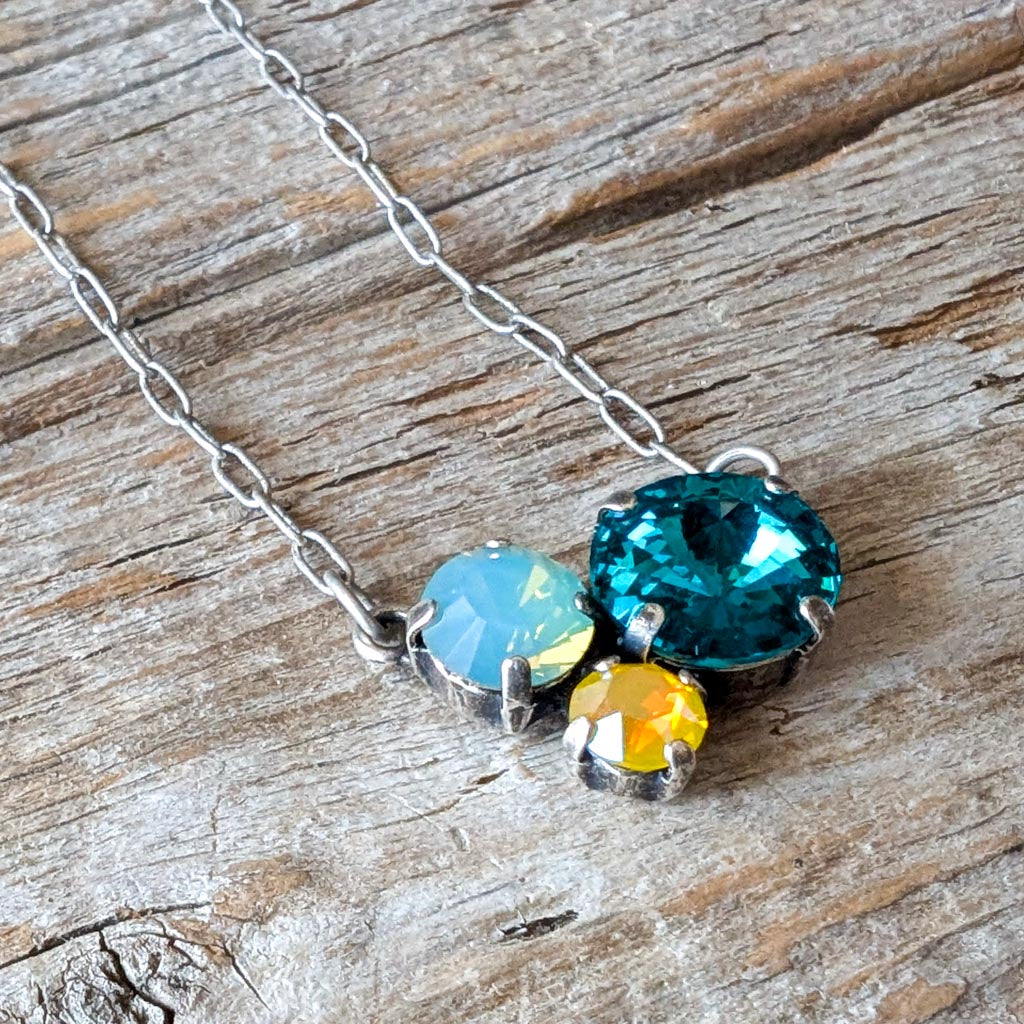 Vintage Rhinestone Cluster Necklace - Pacific Shore
