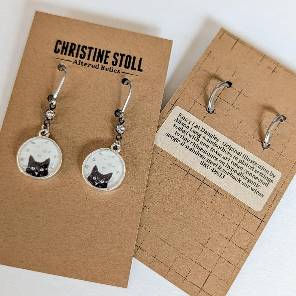 Fancy Cat Dangle Earrings