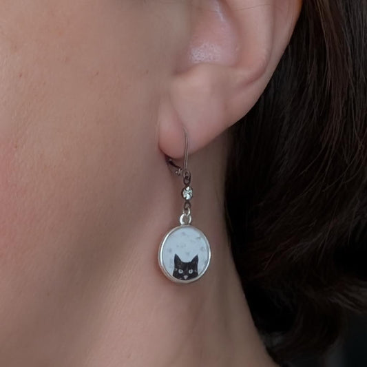 Fancy Cat Dangle Earrings