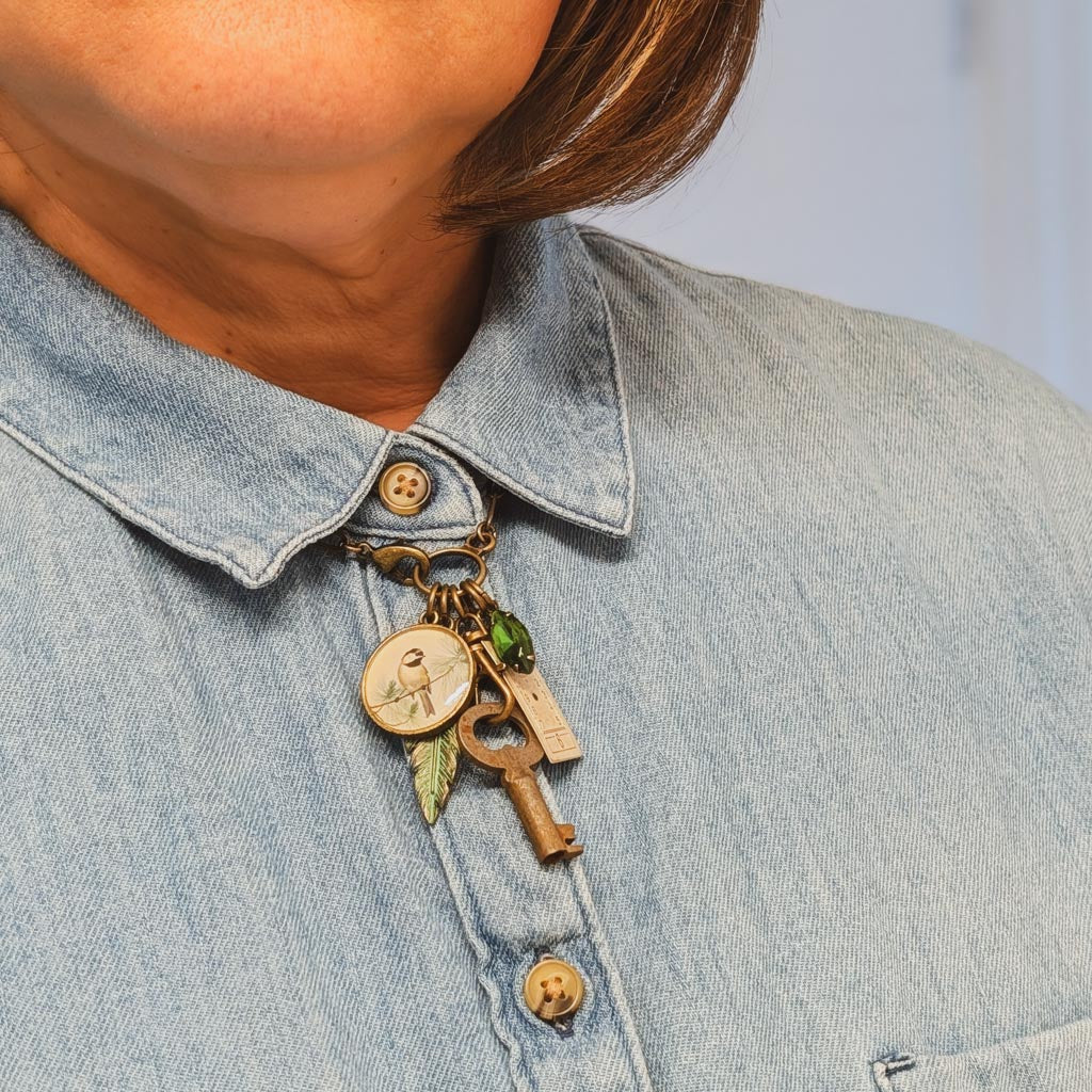 My Little Black Cap Necklace - Chickadee Repurposed Treasures