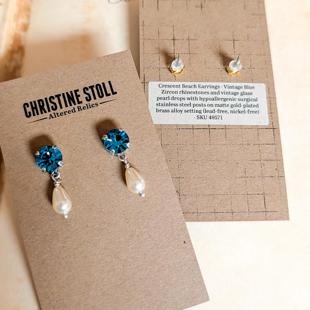 Blue Zircon Crescent Beach Earrings