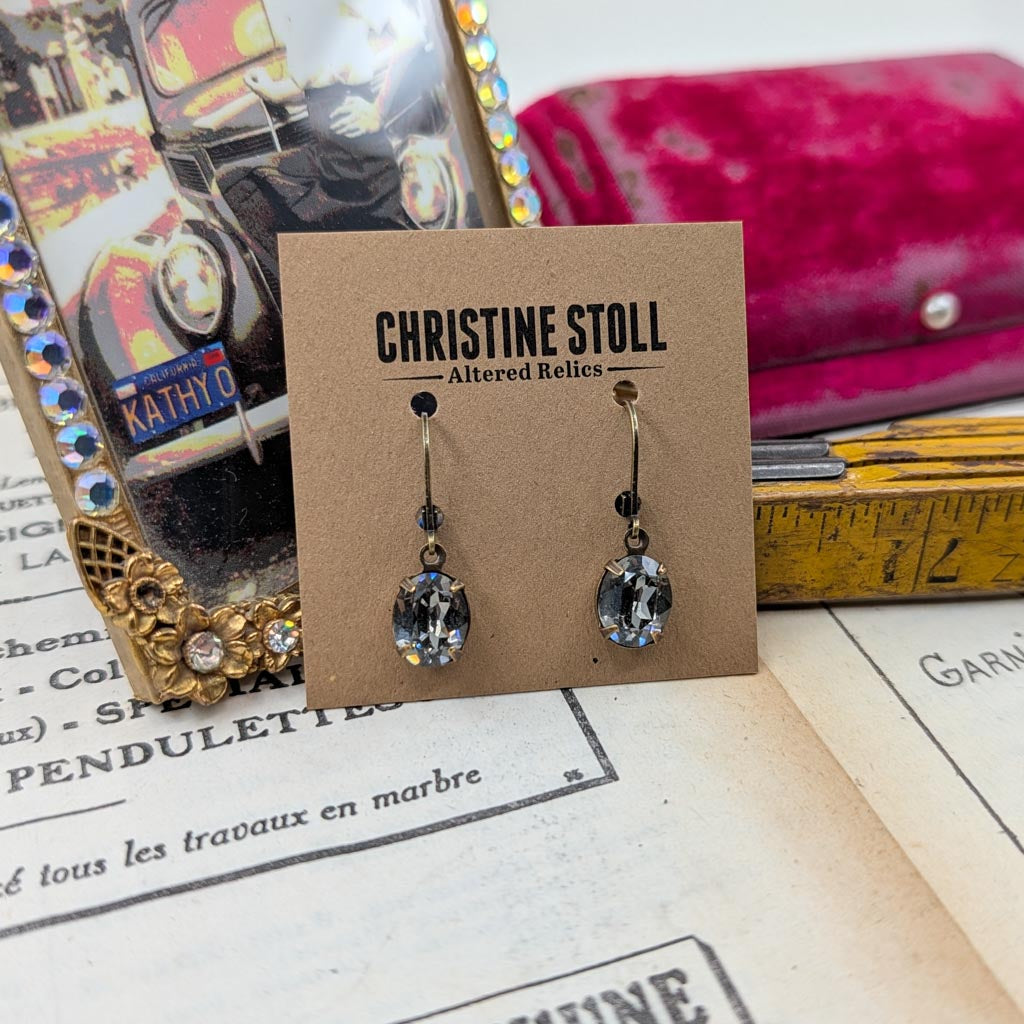 Black Diamond Vintage Rhinestone Earrings