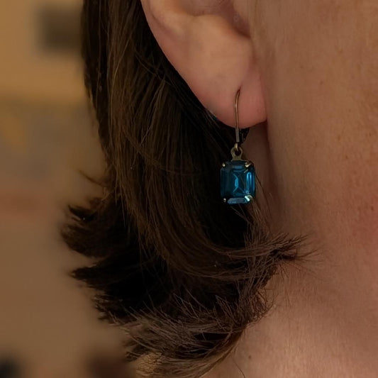 Blue Zircon Vintage Rhinestone Earrings
