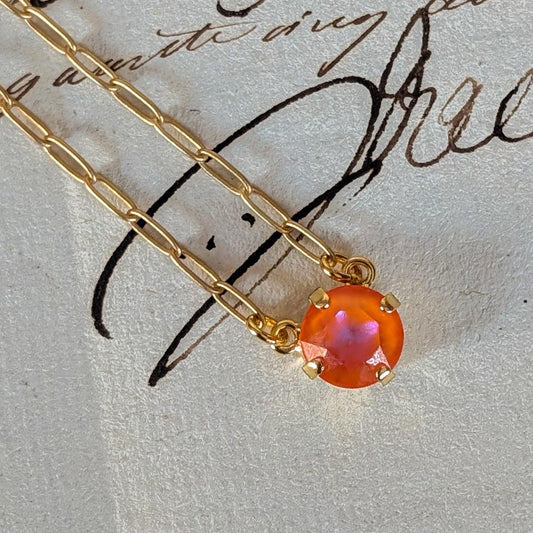 Orange Glow Delite Rhinestone Necklace