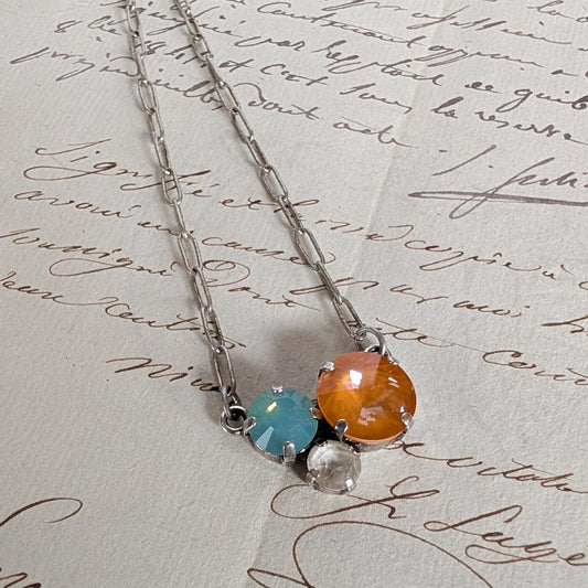 Tide Pool Rhinestone Cluster Necklace :: Crab