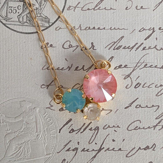 Tide Pool Rhinestone Cluster Gold Necklace :: Urchin